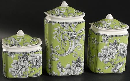 Adelaide Green and White (3 Piece) Canister Set (Box Set)