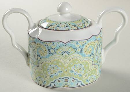 Lyria Teal Sugar Bowl & Lid