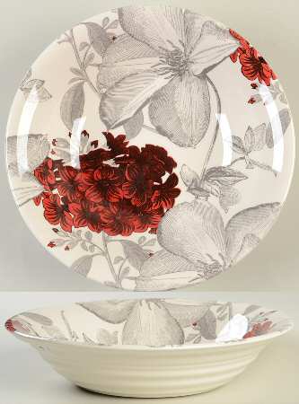 Clematis Red 10" Round Vegetable Bowl