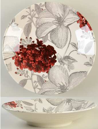 Clematis Red 13" Pasta Serving Bowl