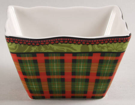 Christmas Scotty Argyle Individual Square Appetizer Bowl