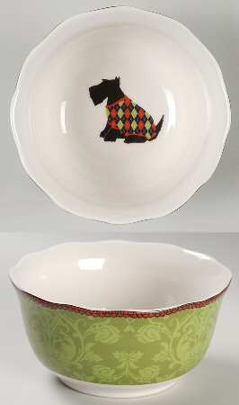 Christmas Scotty Argyle Soup/Cereal Bowl