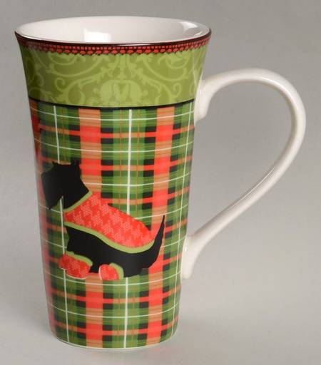 Christmas Scotty Argyle Latte Mug