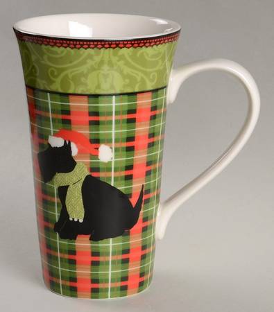 Christmas Scotty Argyle Latte Mug