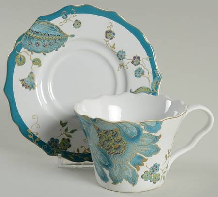 Eliza Teal Flat Cup & Saucer Set