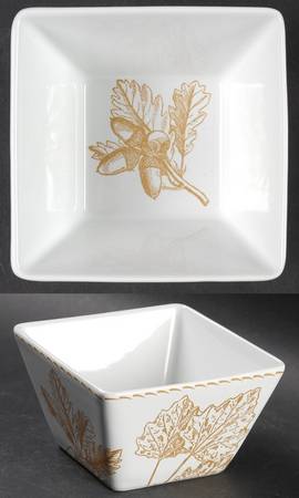 Gold Leaves Individual Square Appetizer Bowl