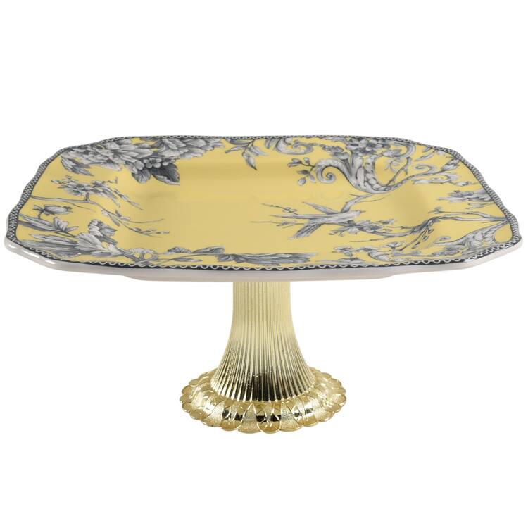 Adelaide Yellow Cake Stand with 4"-5" Metal Pedestal  Hc