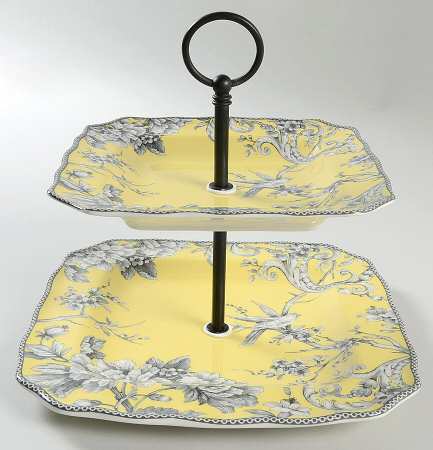 Adelaide Yellow 2 Tiered Serving Tray (Square Dinner&Salad Plate)