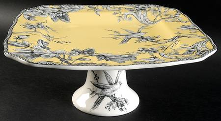 Adelaide Yellow 11" Diameter Square Pedestal Cake Stand
