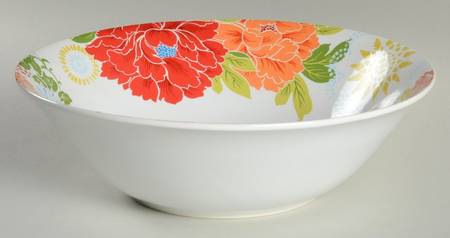 Huang White (Bright Floral) 10" Round Serving Bowl