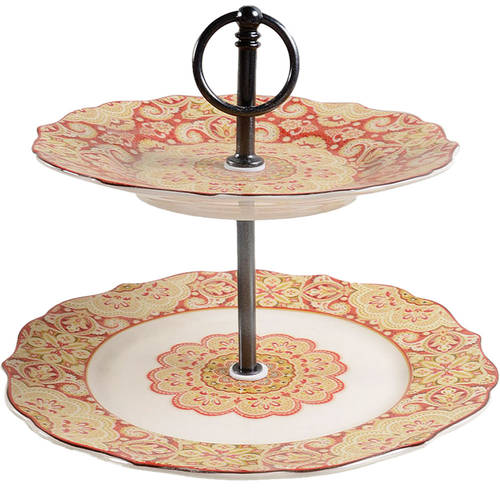 Lyria Saffron 2 Tiered Serving Tray (Dinner & Salad Plate)