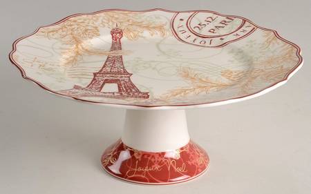 Joyeux Noel 10" Diameter Pedestal Cake Stand