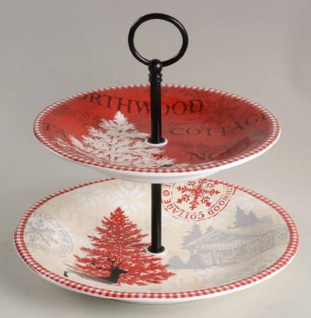 Northwood Cottage 2 Tiered Serving Tray (Dinner & Salad Plate)