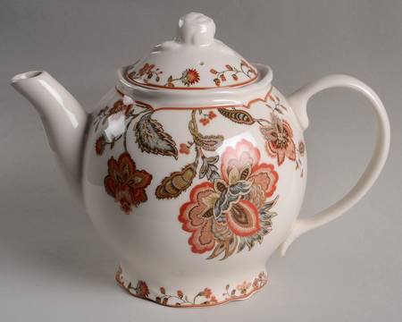 Winter Floral Red Teapot & Lid
