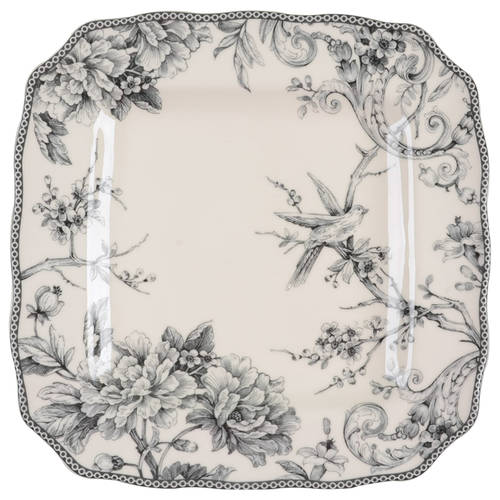 Adelaide Grey and White Square Dinner Plate