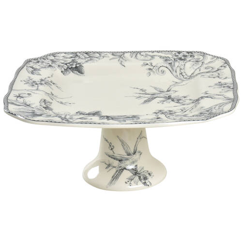 Adelaide Grey and White 10" Diameter Square Pedestal Cake Stand