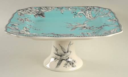 Adelaide Turquoise 11" Diameter Square Pedestal Cake Stand