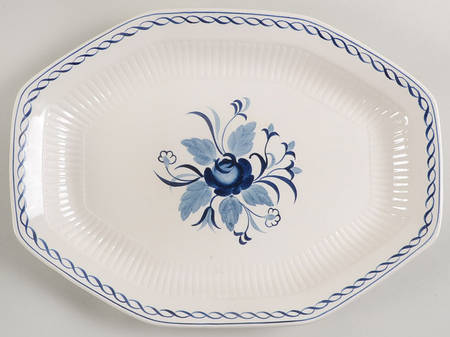 Baltic Blue (Older, Cream) 13" Oval Serving Platter