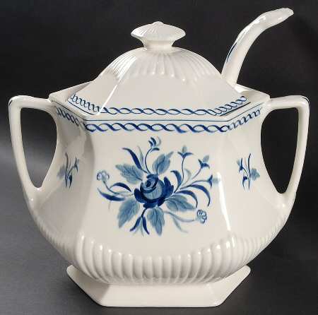 Baltic Blue (Older, Cream) Tureen & Lid w/Ladle