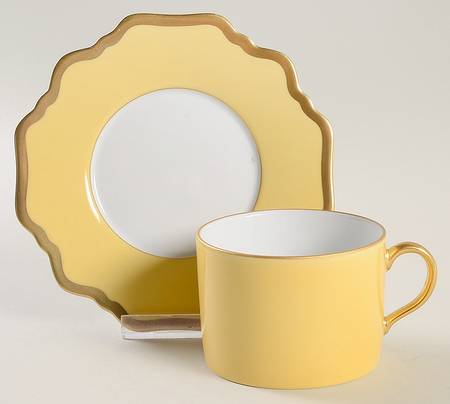 Anna's Palette Sunburst Yellow Flat Cup & Saucer Set