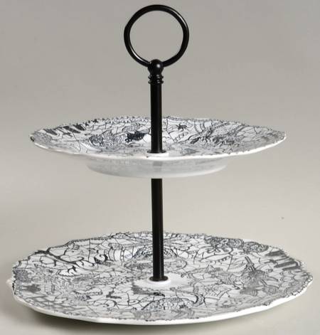 Wiccan Lace 2 Tiered Serving Tray (Dinner & Salad Plate)