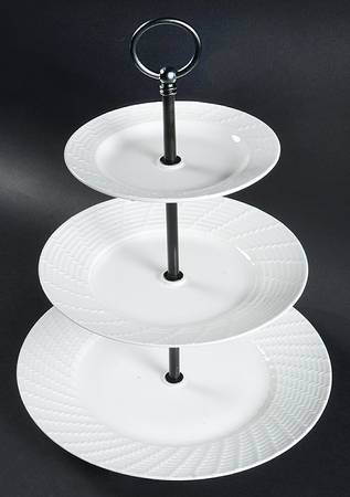 Basket Weave 3-Tiered Serving Tray (DP, SP, BB)