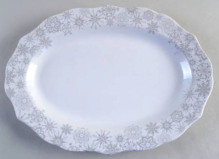 Snow Flurry Silver 14" Oval Serving Platter