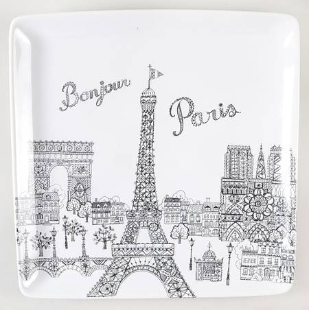 Bonjour Paris 14" Square Platter