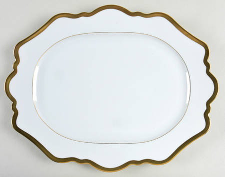 Antique White (Gold Trim) 13" Oval Serving Platter