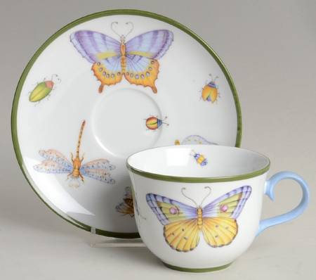 Butterfly Green Flat Cup & Saucer Set