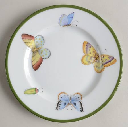 Butterfly Green Bread & Butter Plate