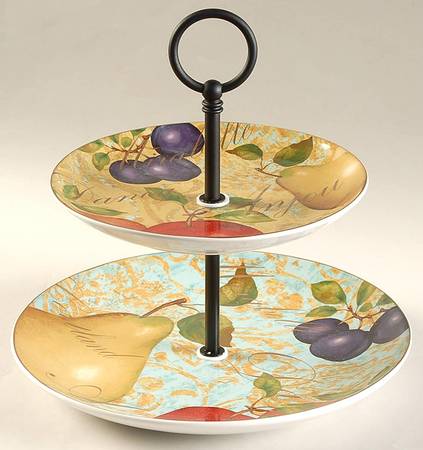 Fruit Renaissance 2 Tiered Serving Tray (Dinner & Salad Plate)