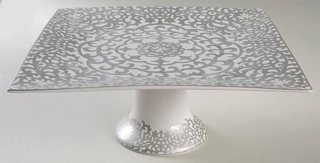 Casbah Silver 10" Diameter Square Pedestal Cake Stand