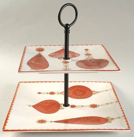 Constantina Red 2 Tiered Serving Tray (Dinner & Salad Plate)