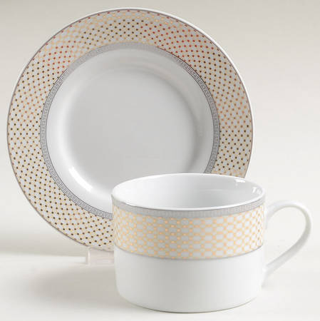 Buckingham (Gold Circles) Flat Cup & Saucer Set