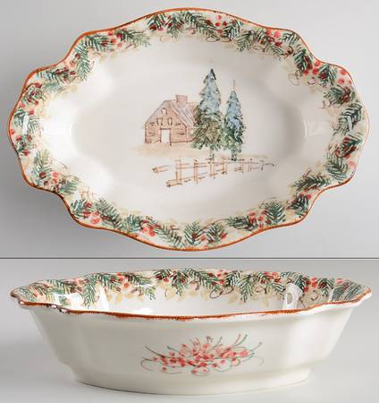 Natale 12" Large Oval Salad Serving Bowl
