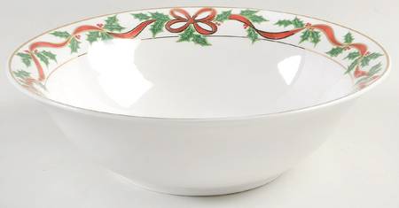 Holiday Ribbon 9" Round Vegetable Bowl