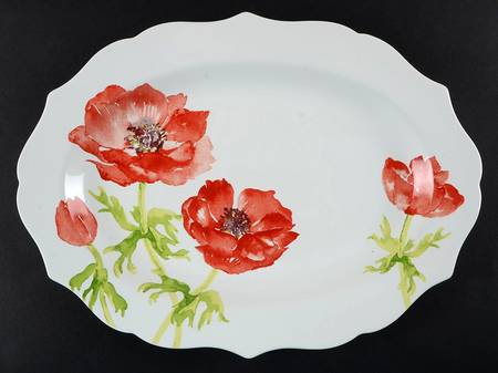 Anemone Red 14" Oval Serving Platter