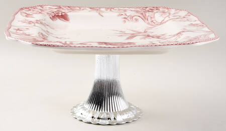 Adelaide Maroon Cake Stand with 4"-5" Metal Pedestal  Hc