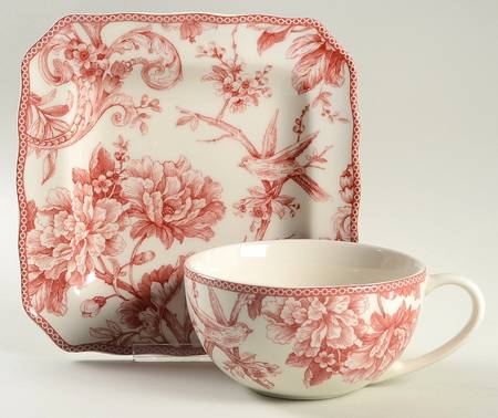 Adelaide Maroon Soup Mug & Square Plate Set