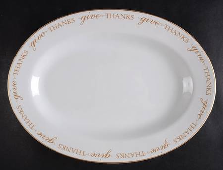Thanksgiving Give Thanks (Gold) 14" Oval Serving Platter