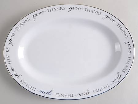 Thanksgiving Give Thanks (Gold) 14" Oval Serving Platter