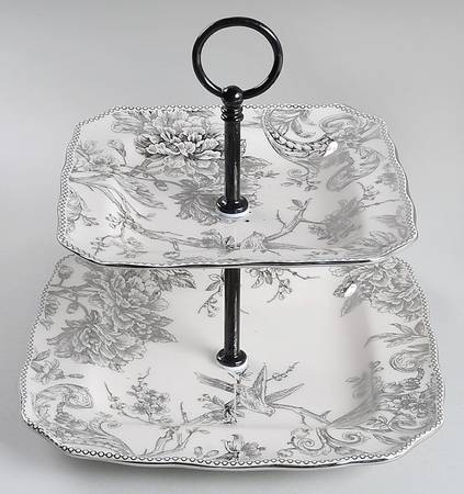 Adelaide Electroplate 2 Tiered Serving Tray (Square Dinner&Salad Plate)