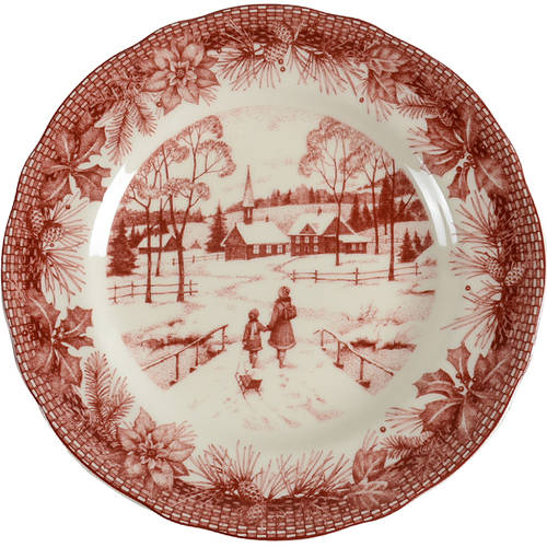 Poinsettia Toile Salad Plate
