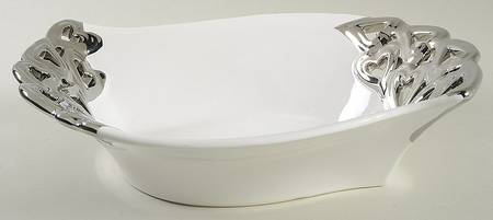 Pierced Serveware Silver (Platinum) 12" Oval Vegetable Bowl
