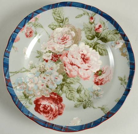 English Rose Plaid Salad/Dessert Plate