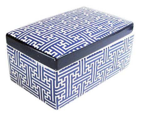 Maze Blue Rectangular Box with Lid