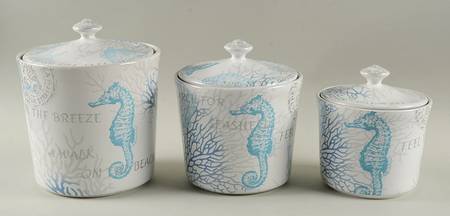 Coastal Breeze-Blue (3 Piece) Canister Set (Box Set)