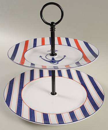 Anchor Here 2 Tiered Serving Tray (Dinner & Salad Plate)