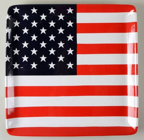 American Flag 14" Square Platter